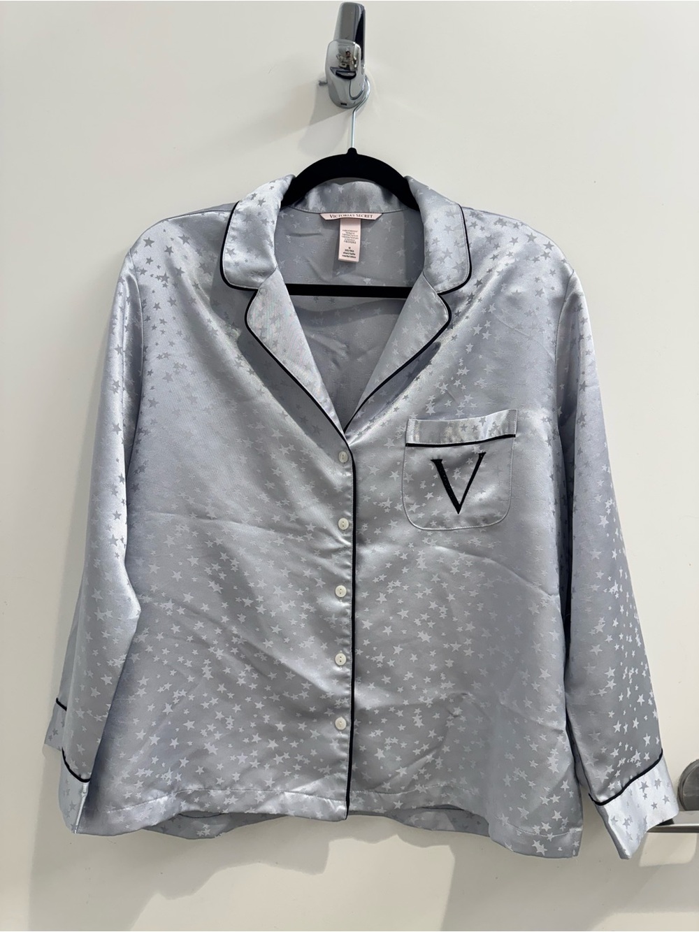 Victoria's Secret Silver Star-Print Satin Pajama Sets